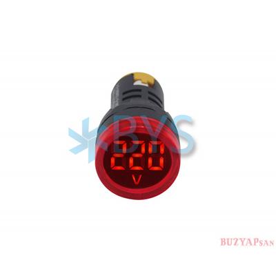 22 mm Led Voltmetre Kırmızı 220 V