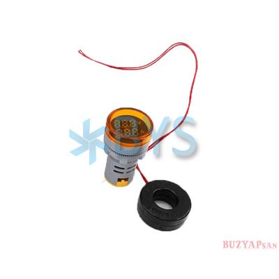 22 mm Led Volt-Amper Metre Sarı 220 V