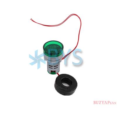 22 mm Led Volt-Amper Metre Yeşil 220 V